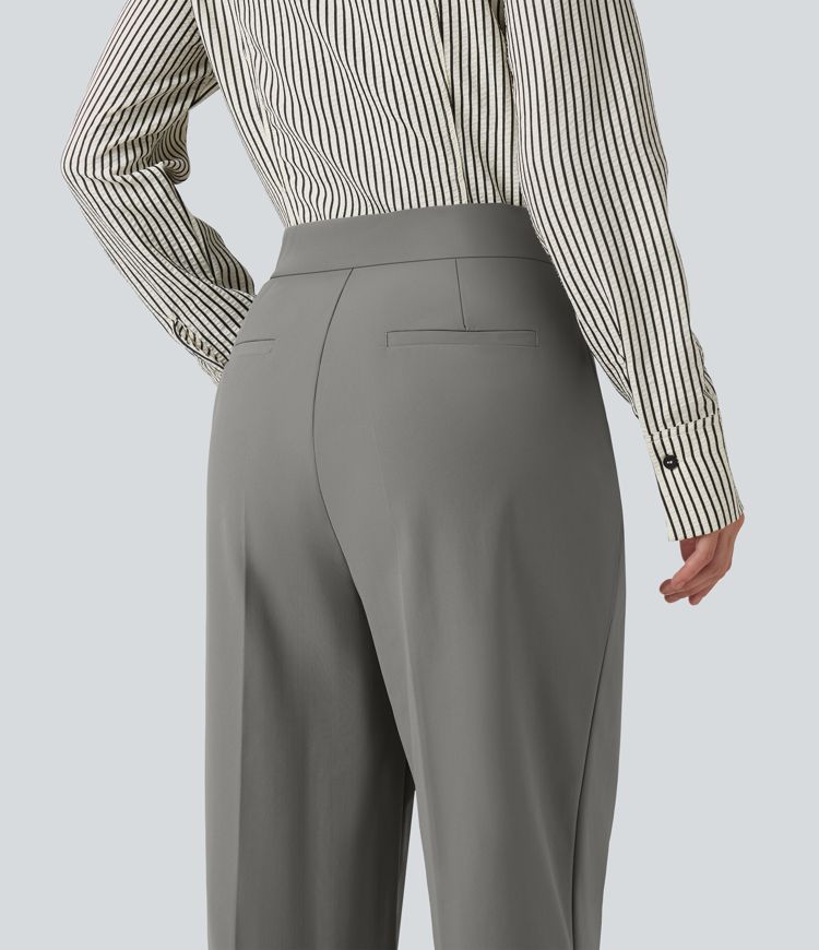 Pantalon de travail ample taille haute anti-froissage avec poches