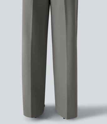 Pantalon de travail ample taille haute anti-froissage avec poches