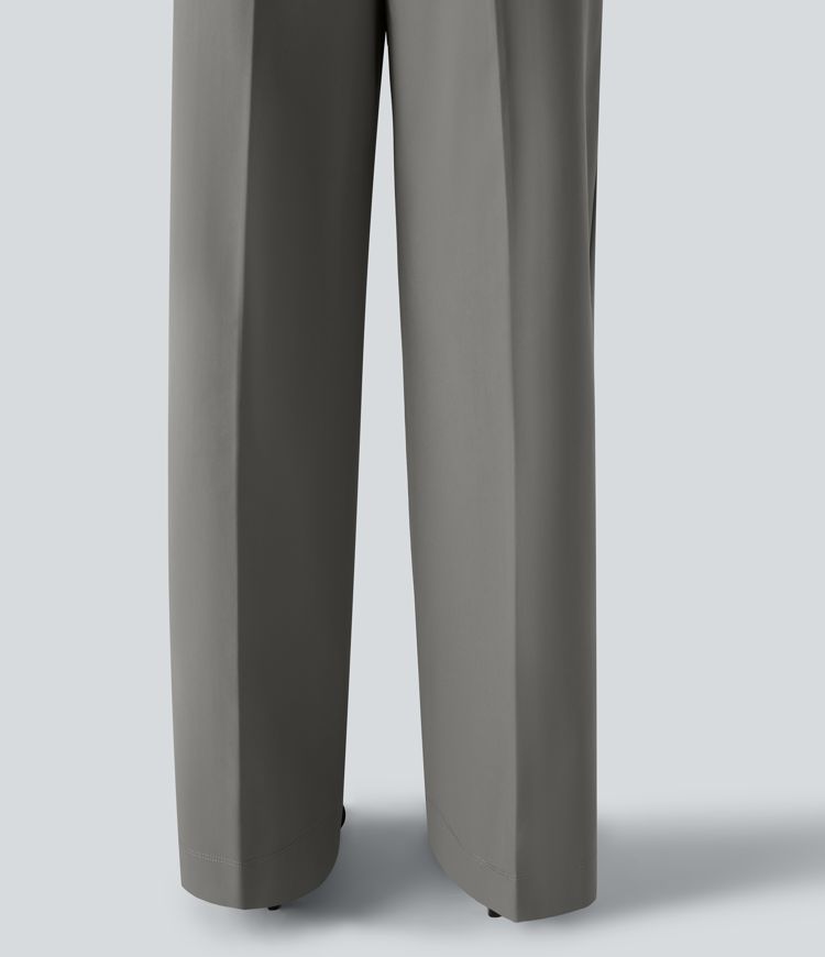 Pantalon de travail ample taille haute anti-froissage avec poches