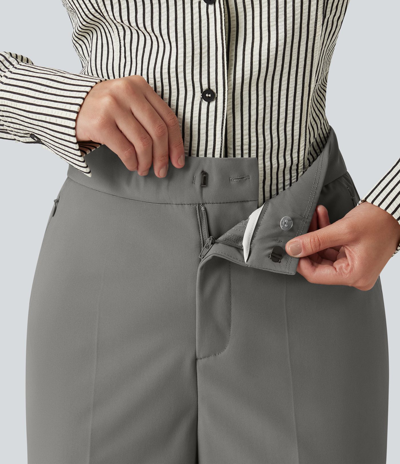 Pantalon de travail ample taille haute anti-froissage avec poches