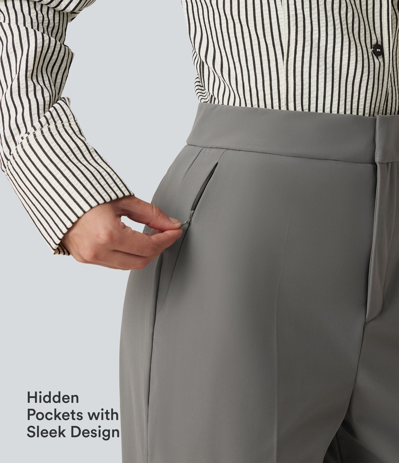 Pantalon de travail ample taille haute anti-froissage avec poches