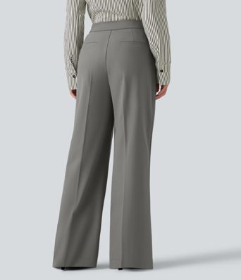 Pantalon de travail ample taille haute anti-froissage avec poches