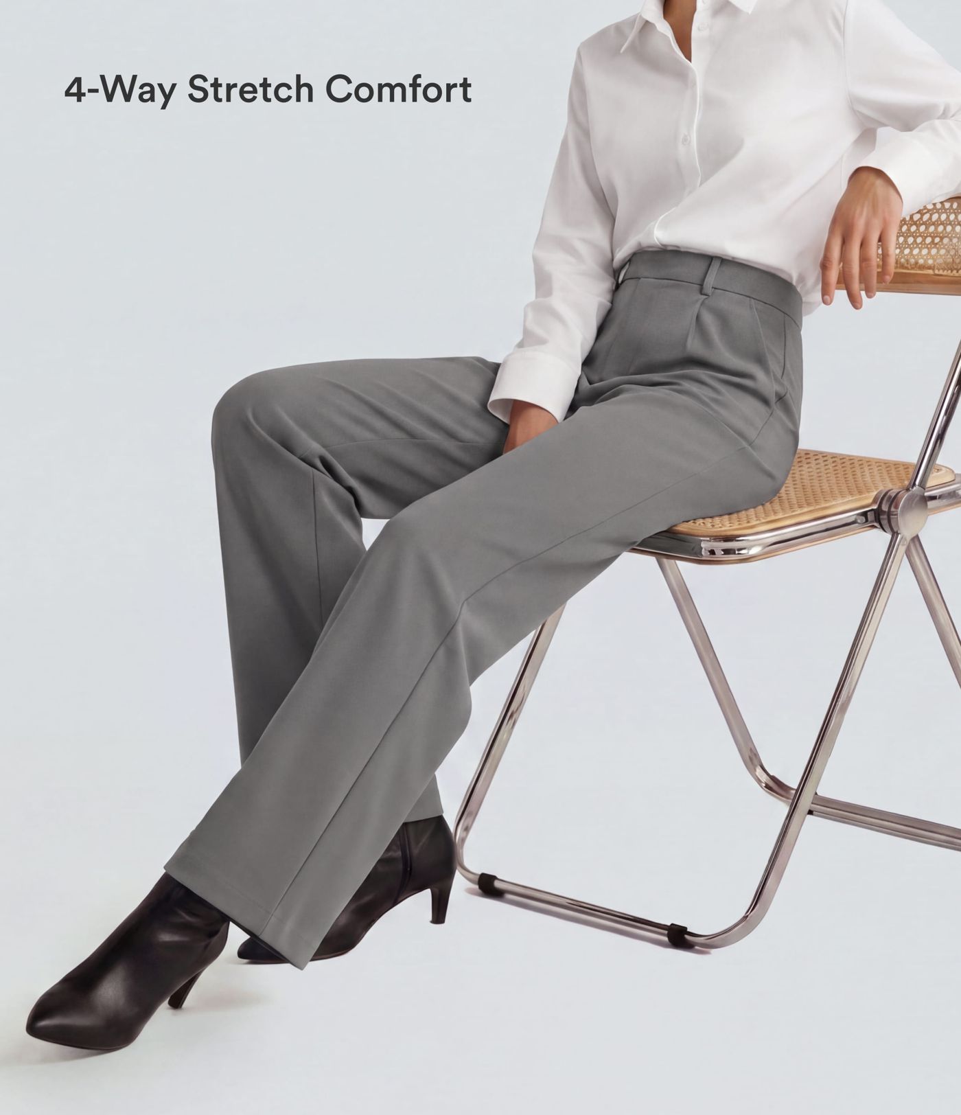 Halara Flex™ plissierte dehnbare Stoffhose mit hohem Bund, Seitentaschen und geradem Bein Halara Flex™ plissierte dehnbare Stoffhose mit hohem Bund, Seitentaschen und geradem Bein