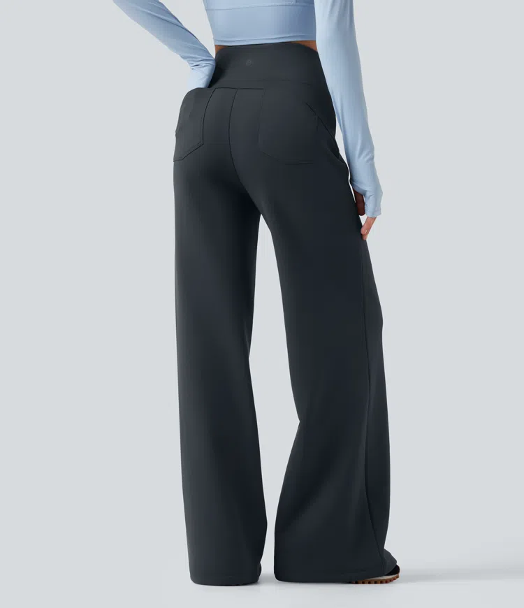 Carbon Halara UltraSculpt™ Extra Heat High Waisted Tummy Control Wide Leg Yoga Trousers with Pockets / 2