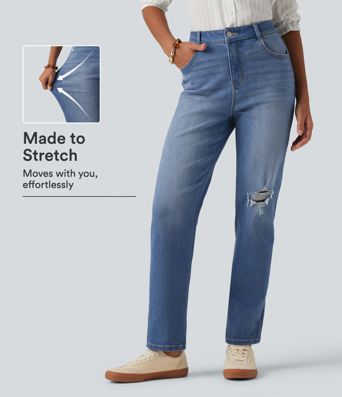 High Waisted Casual Jeans with Pockets High Waisted Casual Jeans with Pockets