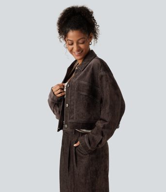 Long Sleeve Casual Shirt Jacket with Pockets