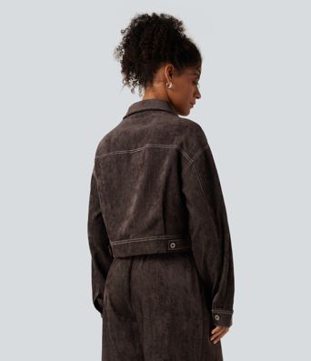 Long Sleeve Casual Shirt Jacket with Pockets