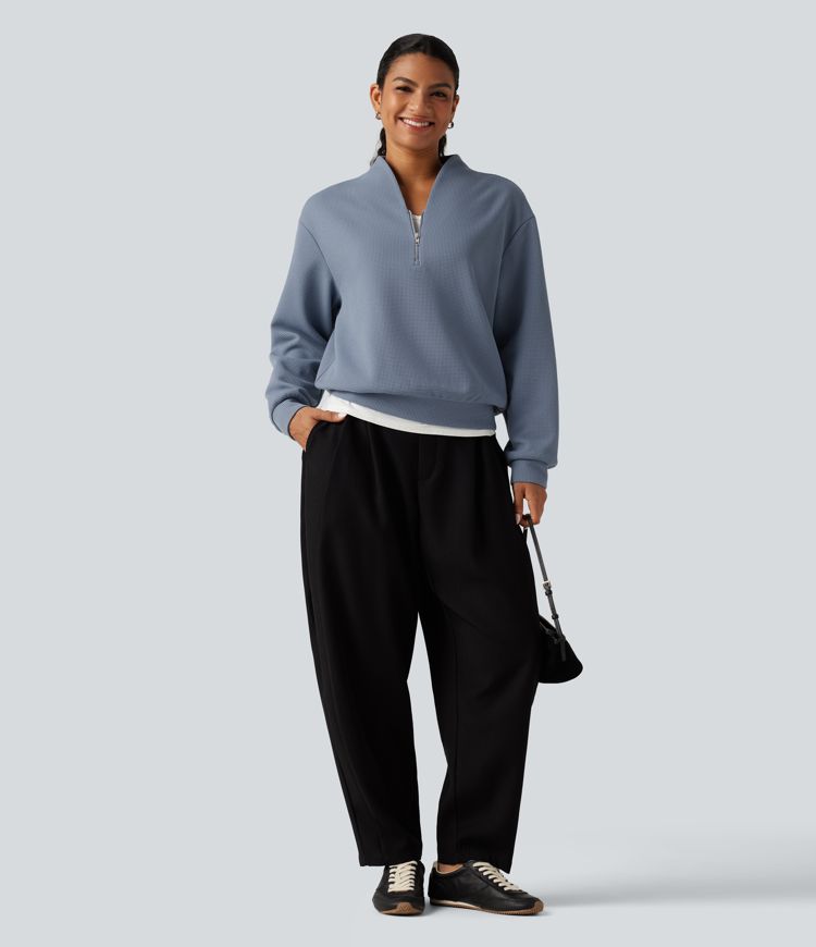 V Neck Long Sleeve Waffle Casual Sweatshirt V Neck Long Sleeve Waffle Casual Sweatshirt