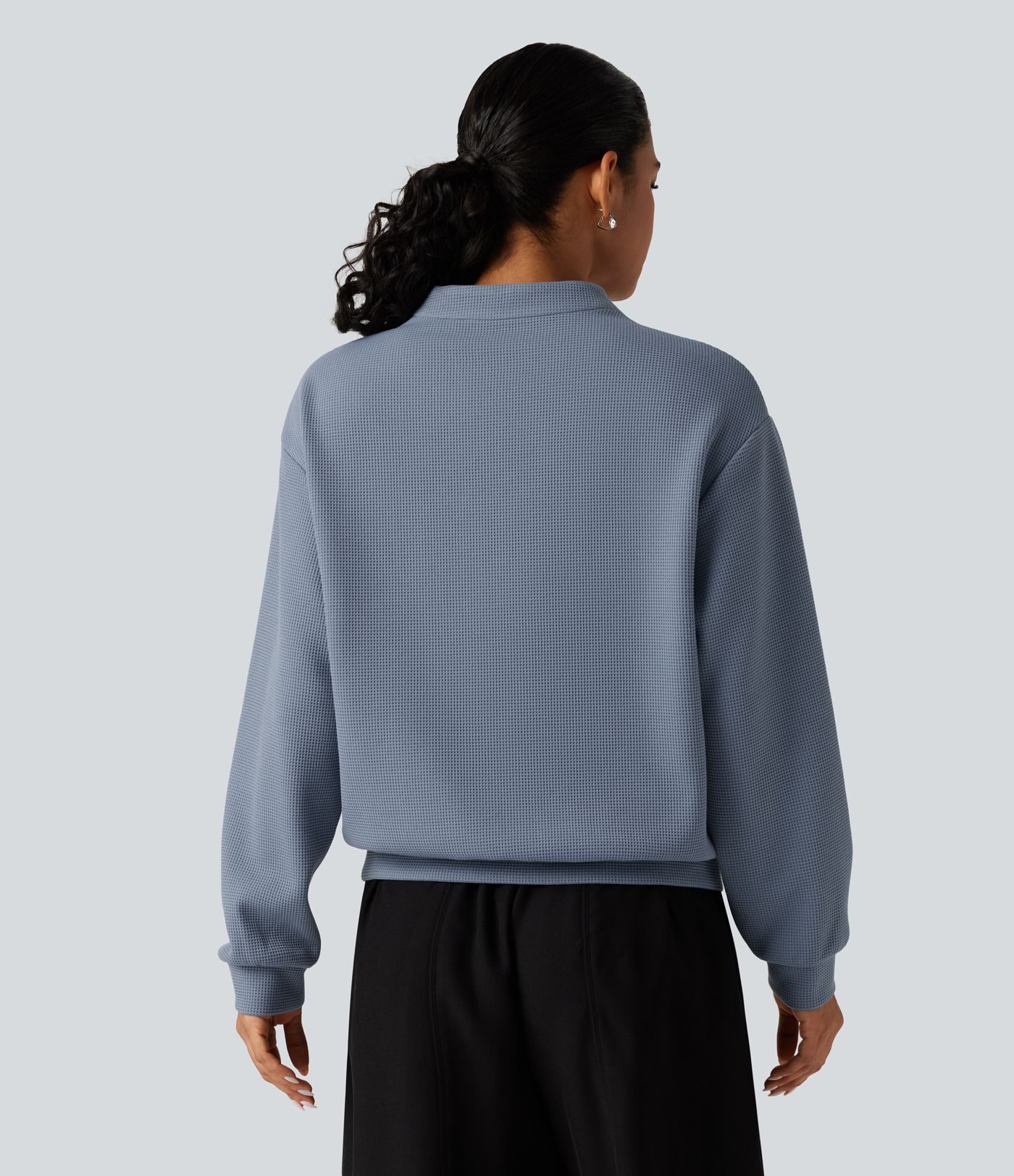 V Neck Long Sleeve Waffle Casual Sweatshirt V Neck Long Sleeve Waffle Casual Sweatshirt