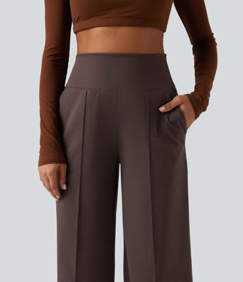High Waisted Tummy Control Wide Leg Yoga Pants with Pockets High Waisted Tummy Control Wide Leg Yoga Pants with Pockets