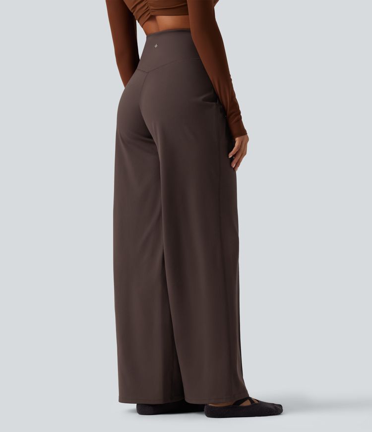 High Waisted Tummy Control Wide Leg Yoga Pants with Pockets High Waisted Tummy Control Wide Leg Yoga Pants with Pockets