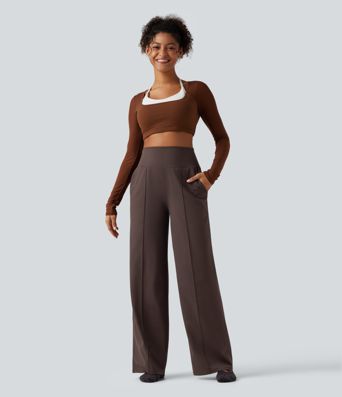 High Waisted Tummy Control Wide Leg Yoga Pants with Pockets High Waisted Tummy Control Wide Leg Yoga Pants with Pockets