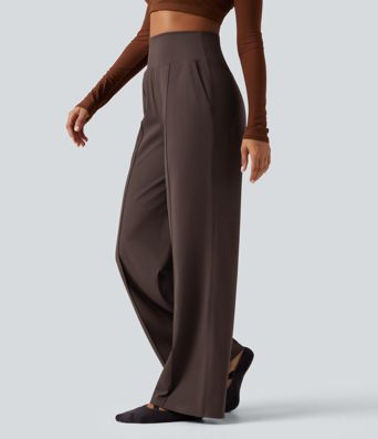 High Waisted Tummy Control Wide Leg Yoga Pants with Pockets High Waisted Tummy Control Wide Leg Yoga Pants with Pockets