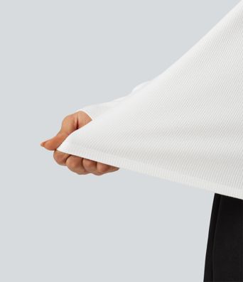 V Neck Long Sleeve Waffle Yoga Top