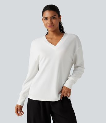 V Neck Long Sleeve Waffle Yoga Top