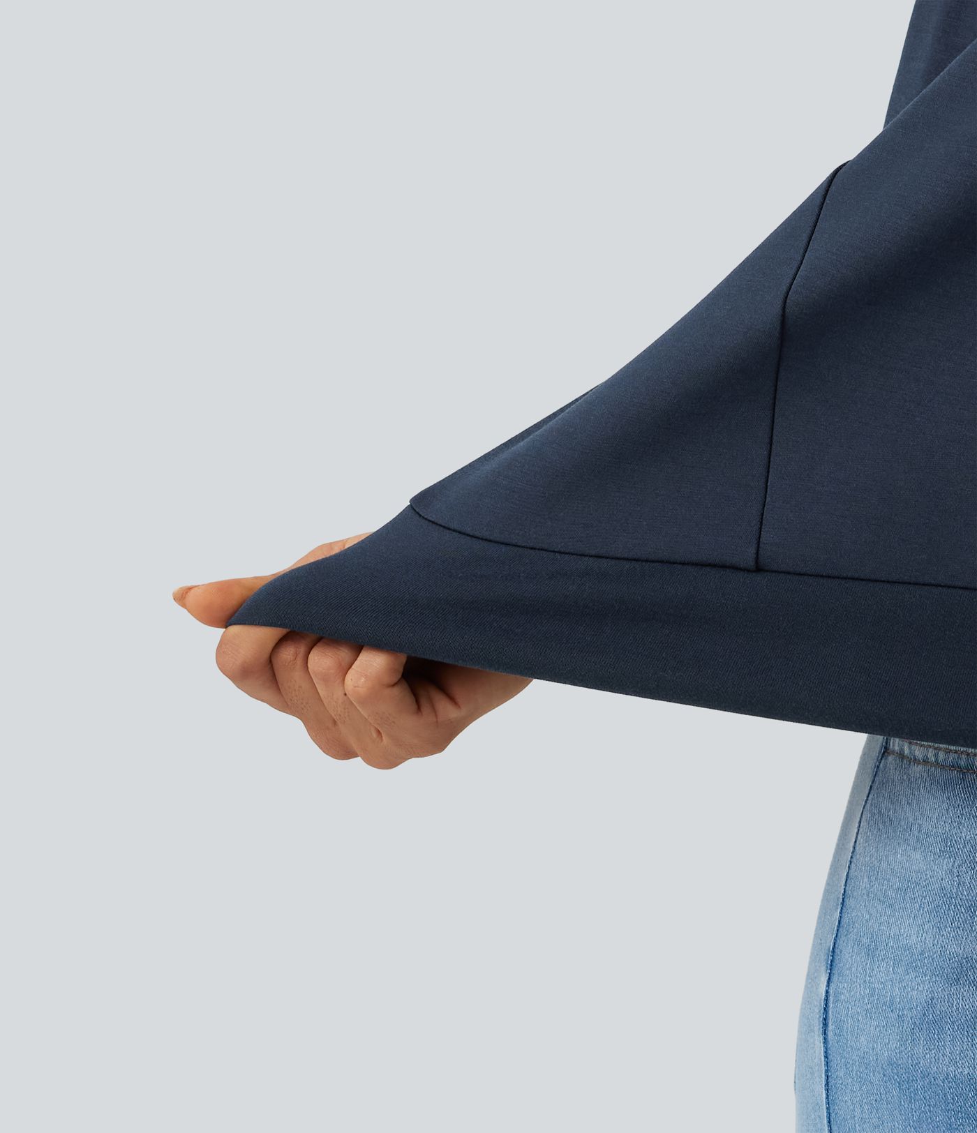 Round Neck Puff 3/4 Sleeve Casual Sweatshirt