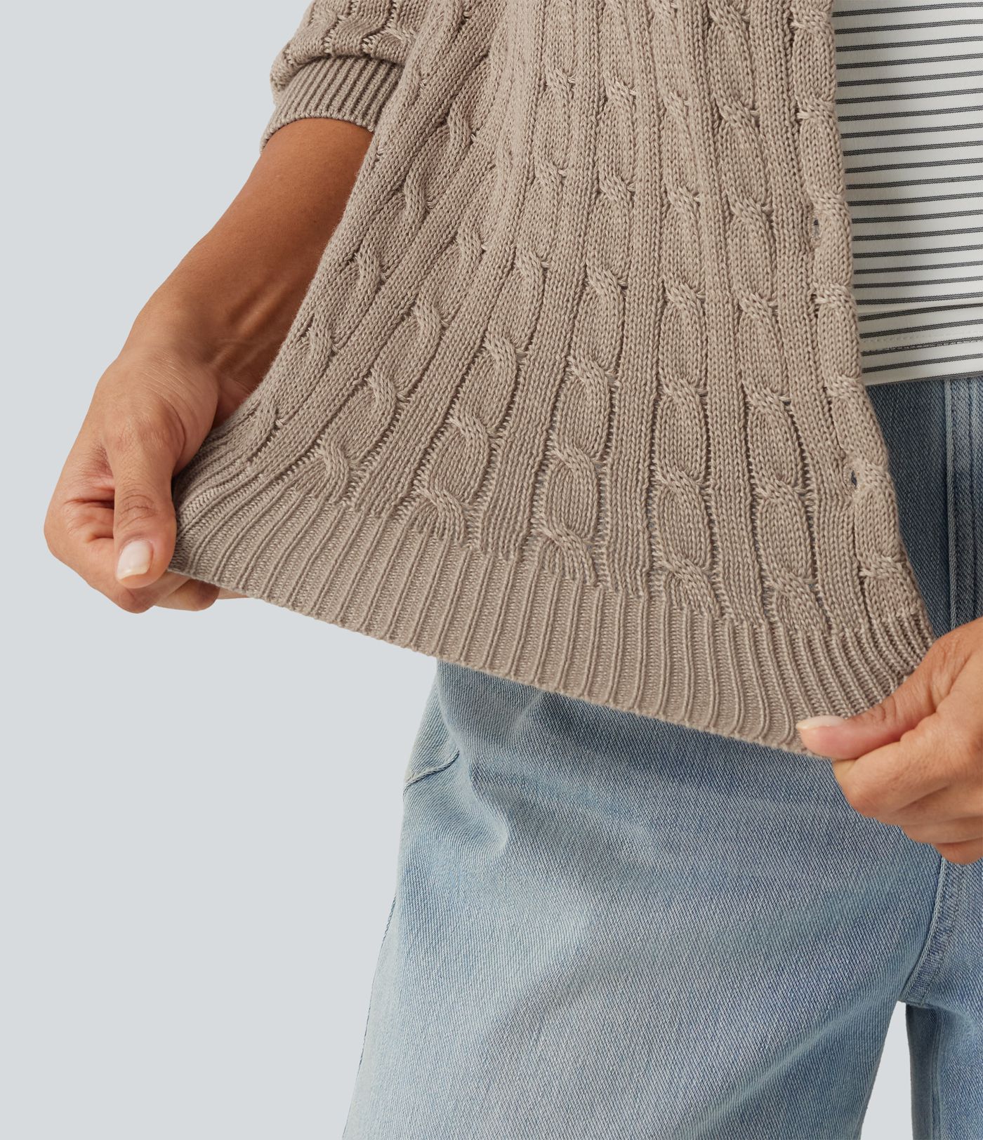 Round Neck Long Sleeve Work Cardigan