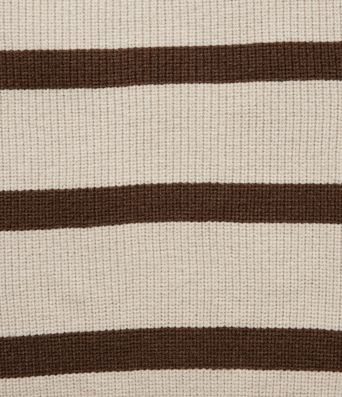 Round Neck Cold Shoulder Long Sleeve Stripe Work Sweater