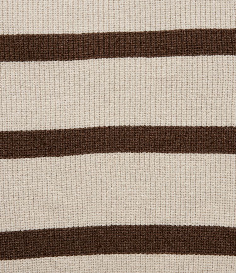 Round Neck Cold Shoulder Long Sleeve Stripe Work Sweater