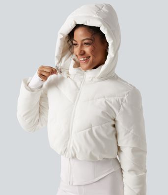 PuffFlex 3-in-1 Removable Hooded Long Sleeve Thumb Holes Casual Puffer Jacket with Pockets