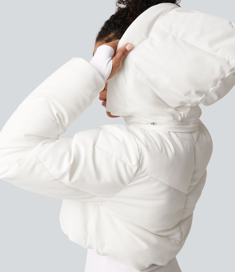 PuffFlex 3-in-1 Removable Hooded Long Sleeve Thumb Holes Casual Puffer Jacket with Pockets