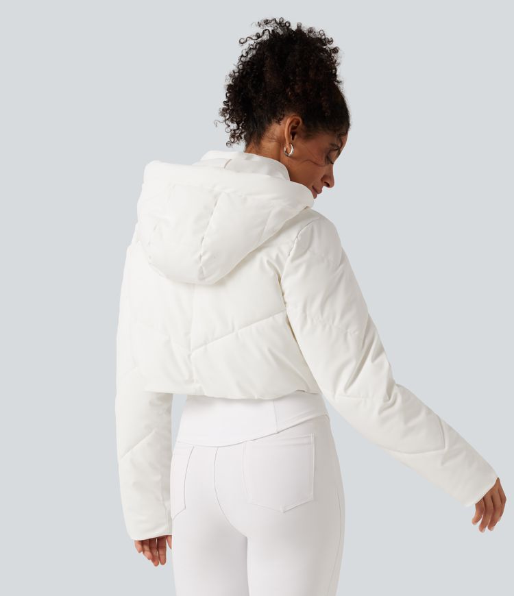 PuffFlex 3-in-1 Removable Hooded Long Sleeve Thumb Holes Casual Puffer Jacket with Pockets