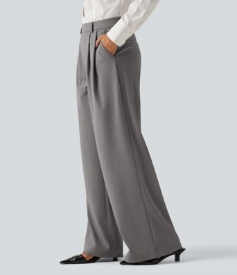 Halara Flex™ DayStretch High Waisted Pleated Wide Leg Work Pants with Pockets Halara Flex™ DayStretch High Waisted Pleated Wide Leg Work Pants with Pockets