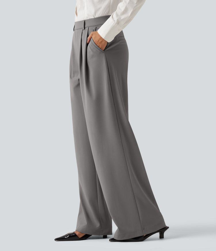 Halara Flex™ DayStretch High Waisted Pleated Wide Leg Work Pants with Pockets Halara Flex™ DayStretch High Waisted Pleated Wide Leg Work Pants with Pockets