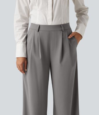Halara Flex™ DayStretch High Waisted Pleated Wide Leg Work Pants with Pockets Halara Flex™ DayStretch High Waisted Pleated Wide Leg Work Pants with Pockets