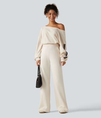 High Waisted Wide Leg Casual Sweatpants with Pockets High Waisted Wide Leg Casual Sweatpants with Pockets
