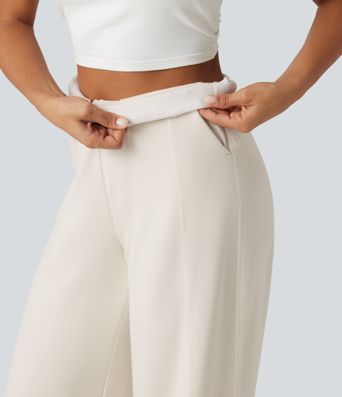 High Waisted Wide Leg Casual Sweatpants with Pockets High Waisted Wide Leg Casual Sweatpants with Pockets