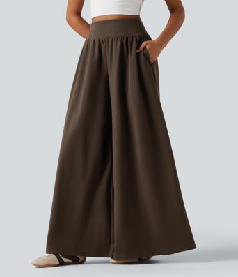 Pantalon baggy taille haute gainant avec poches
