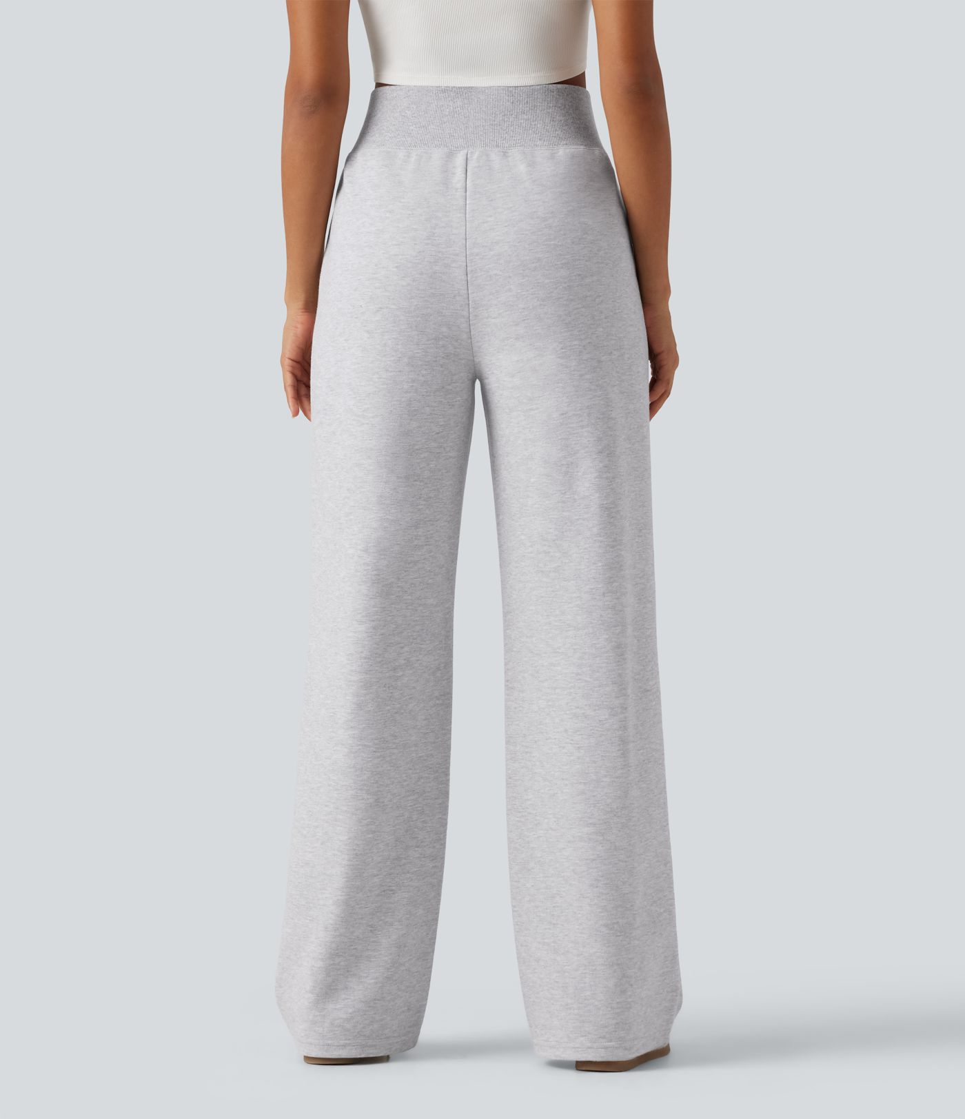 High Waisted Straight Leg Casual Cotton Sweatpants with Pockets