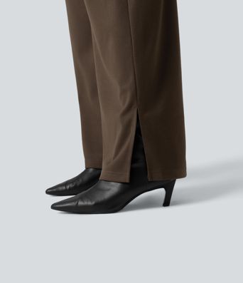 High Waisted Wide Leg Work Pants with Pockets