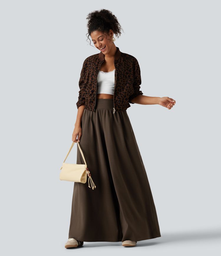 Pantalon baggy taille haute gainant avec poches
