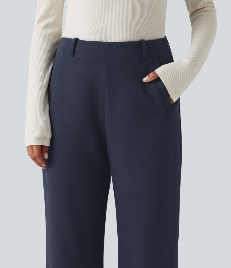 Mid Rise Flare Casual Cotton Sweatpants with Pockets Mid Rise Flare Casual Cotton Sweatpants with Pockets