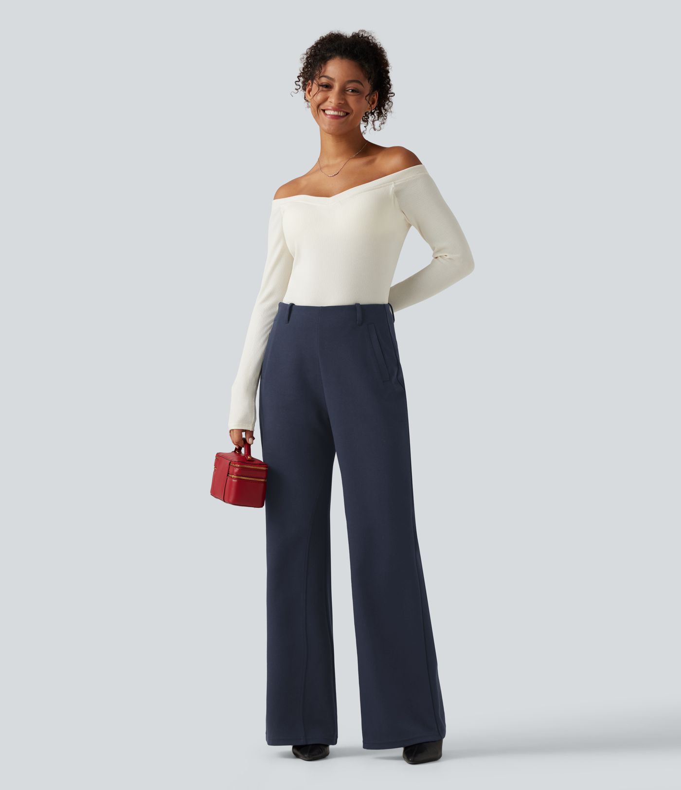 Mid Rise Flare Casual Cotton Sweatpants with Pockets Mid Rise Flare Casual Cotton Sweatpants with Pockets