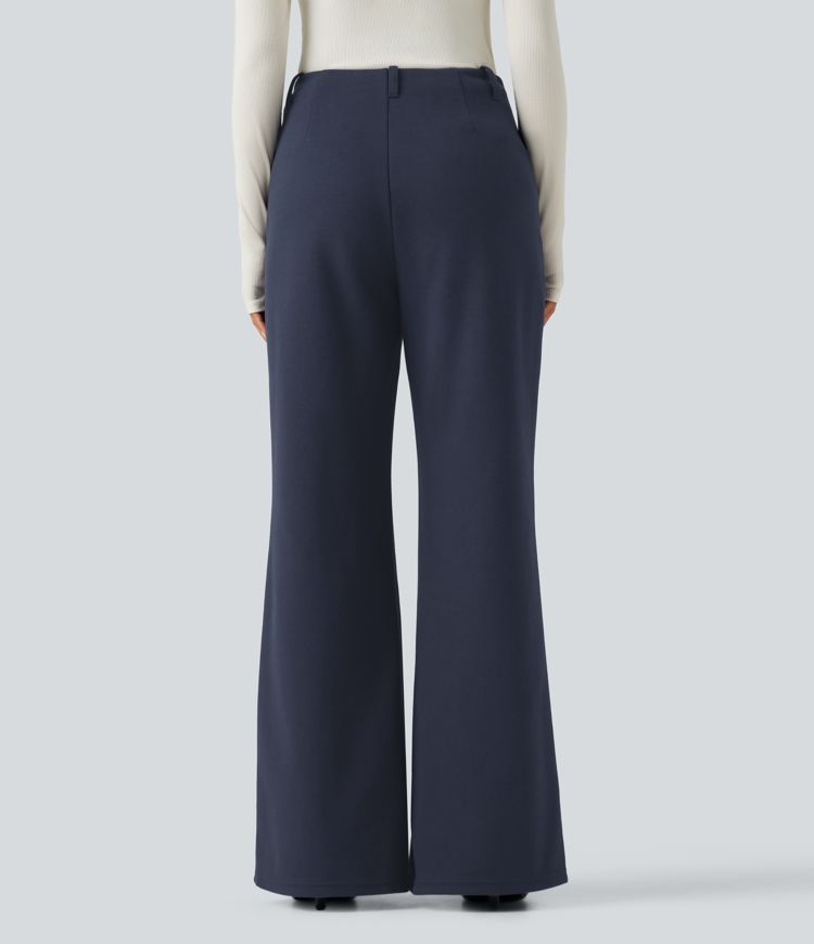 Mid Rise Flare Casual Cotton Sweatpants with Pockets Mid Rise Flare Casual Cotton Sweatpants with Pockets