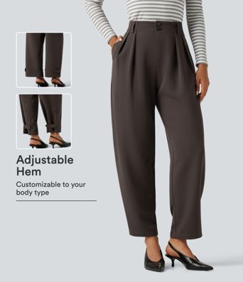 High Waisted Straight Leg Work Pants with Pockets High Waisted Straight Leg Work Pants with Pockets