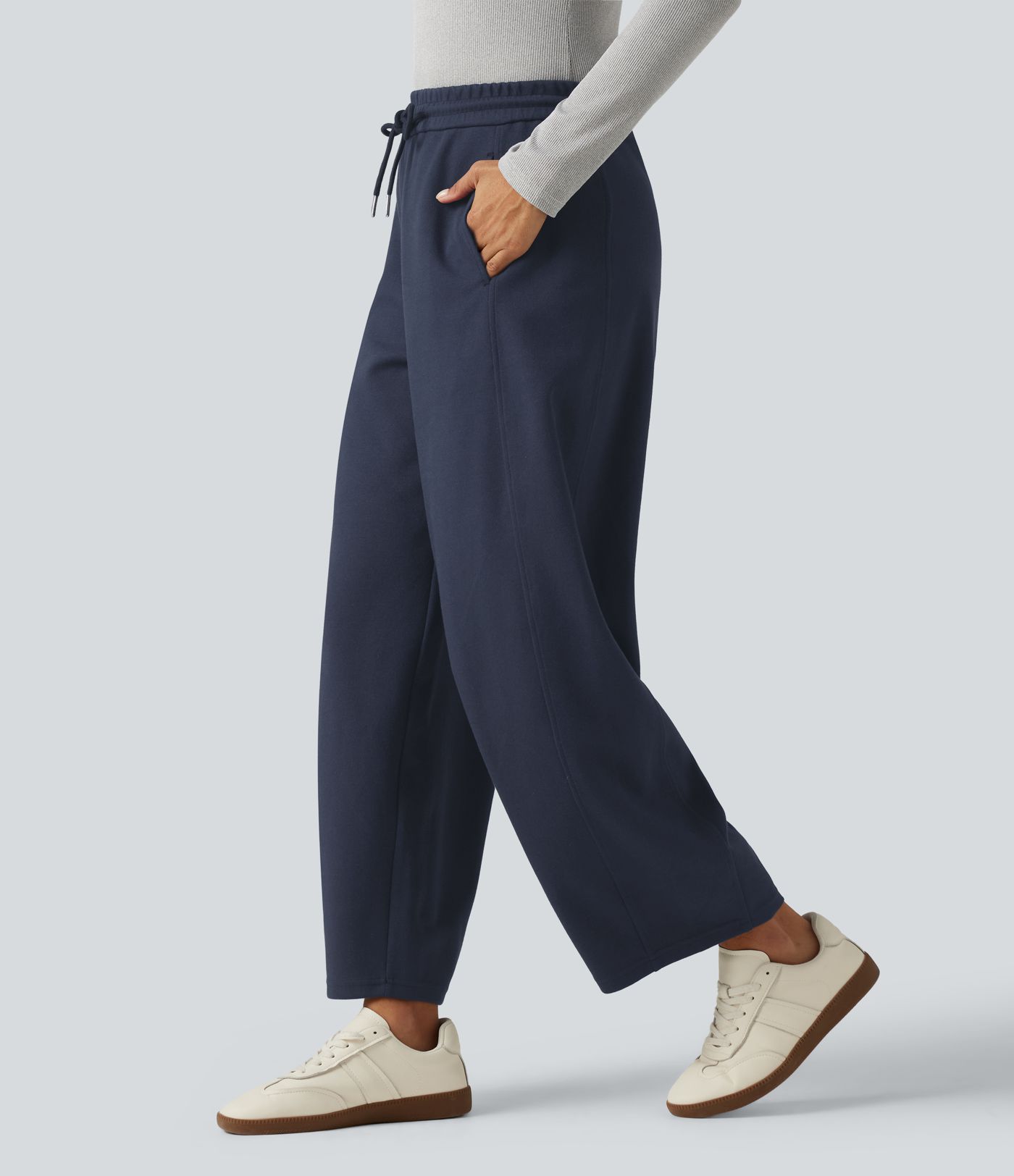 Mid Rise Drawstring Casual Cotton Sweatpants with Pockets