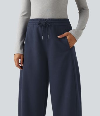Mid Rise Drawstring Casual Cotton Sweatpants with Pockets