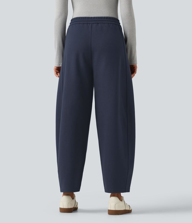 Mid Rise Drawstring Casual Cotton Sweatpants with Pockets
