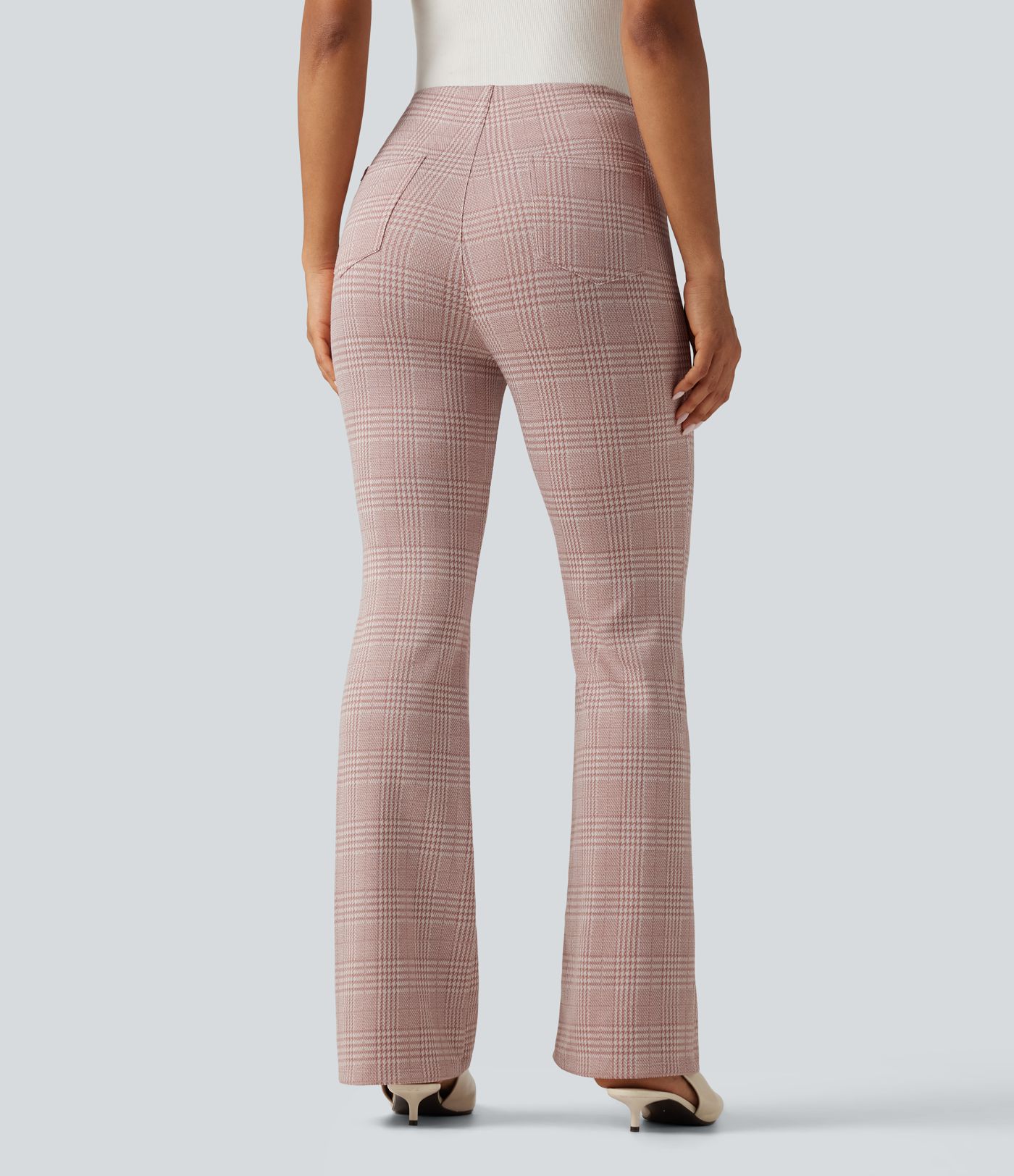 Halara Flex™ High Waisted Plaid Flare Work Pants with Pockets