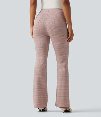 Halara Flex™ High Waisted Plaid Flare Work Pants with Pockets