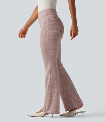 Halara Flex™ High Waisted Plaid Flare Work Pants with Pockets