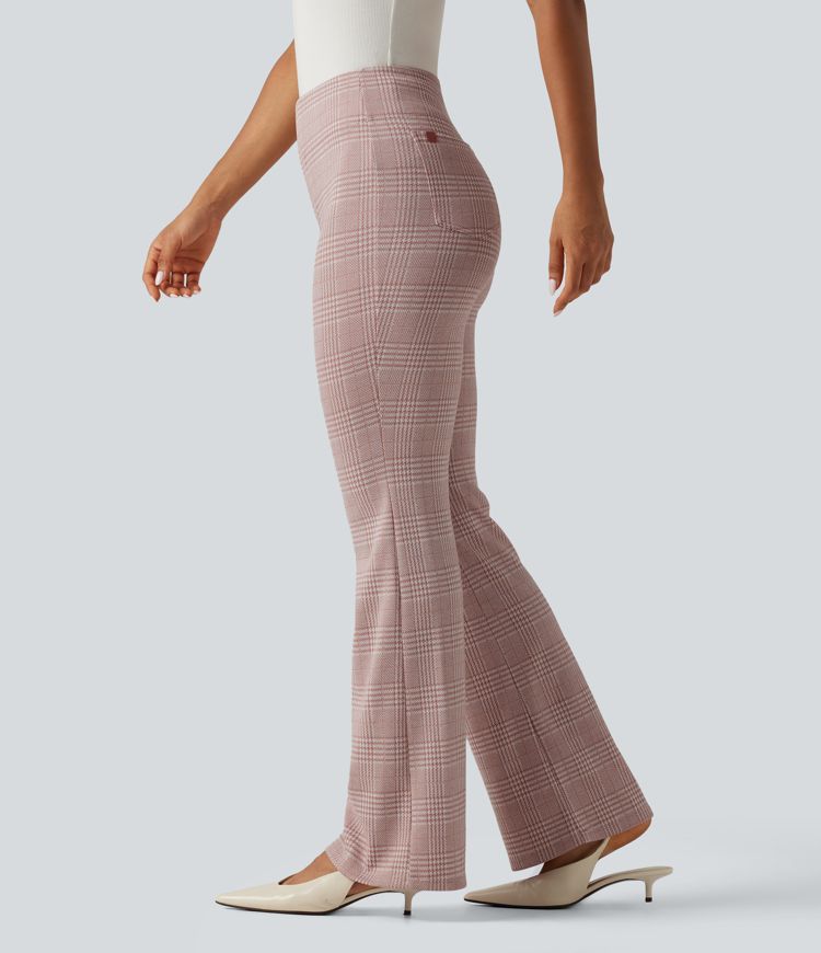 Halara Flex™ High Waisted Plaid Flare Work Pants with Pockets