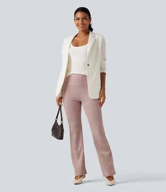 Halara Flex™ High Waisted Plaid Flare Work Pants with Pockets