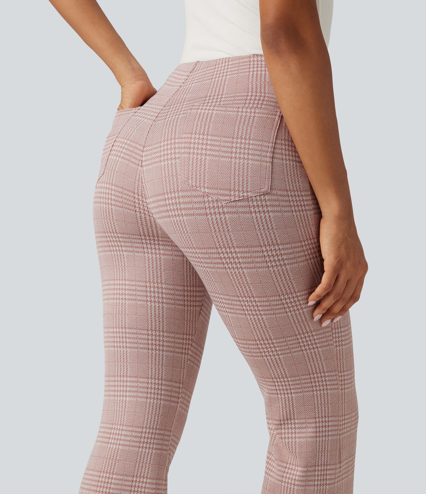 Halara Flex™ High Waisted Plaid Flare Work Pants with Pockets