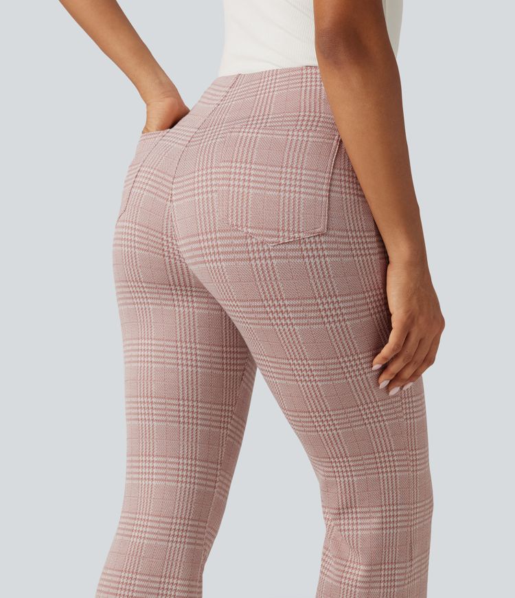 Halara Flex™ High Waisted Plaid Flare Work Pants with Pockets