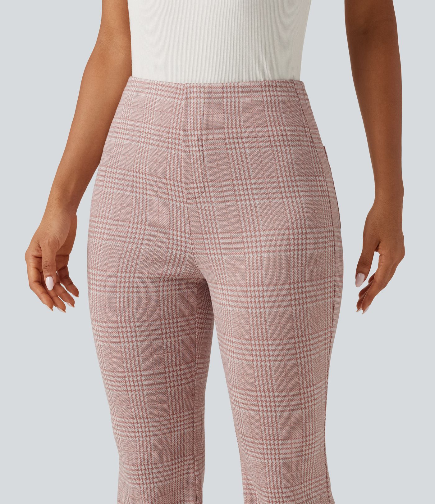 Halara Flex™ High Waisted Plaid Flare Work Pants with Pockets